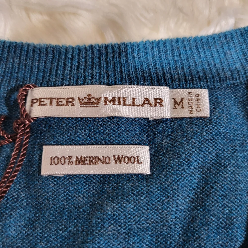 Peter Millar Sweater Vest Mens Medium Knit 100 % Merino Wool Blue Golf - Picture 5 of 16